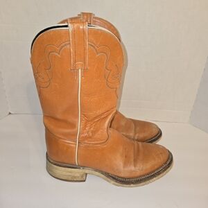 Vintage Tony Lama Brown Leather Cowboy Boots Style L2615 Size 6 1/2M